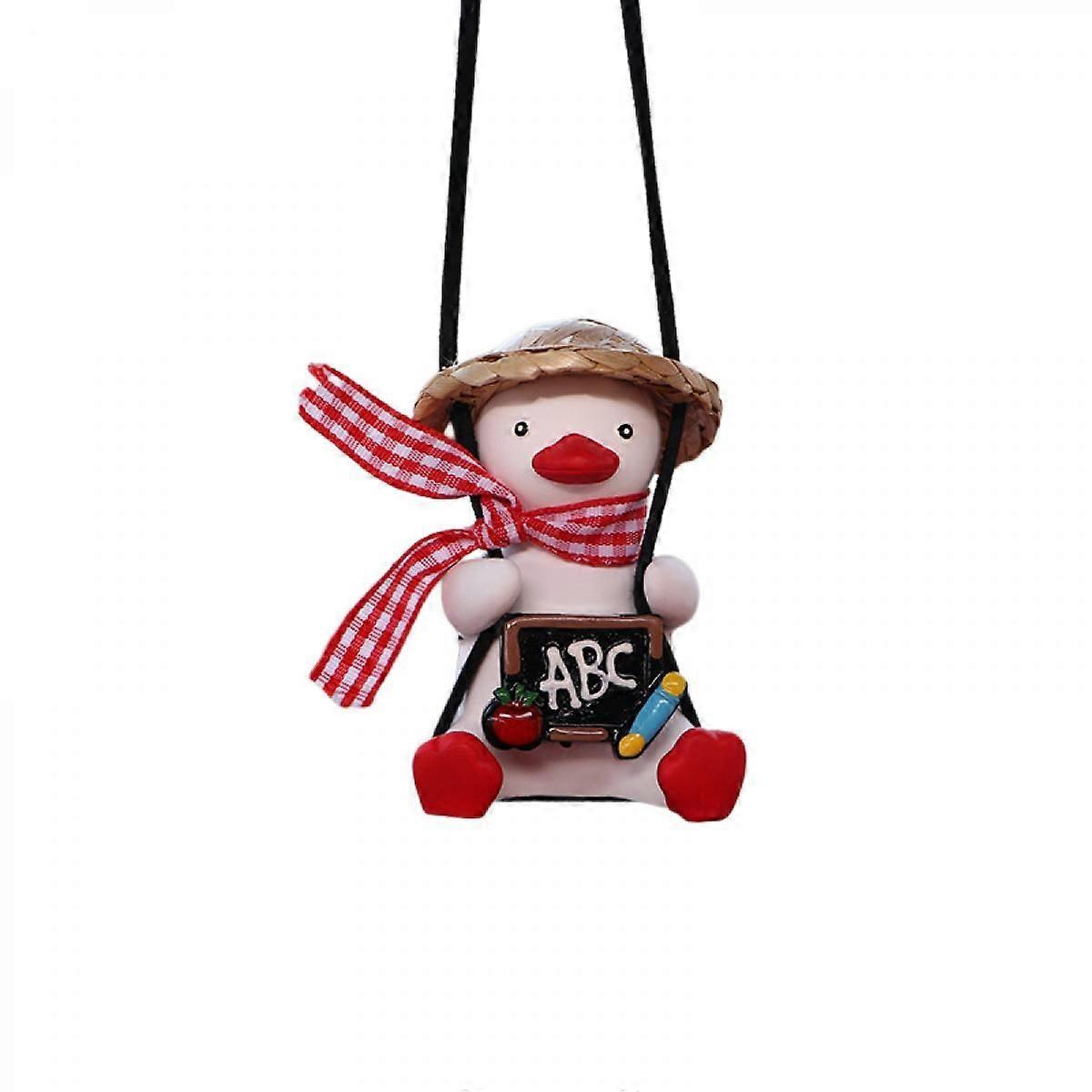 Swinging Duck Car Hanging Ornament, car Rearview Mirror Pendant Swing Duck for Car Decoration Ornament Accessories red