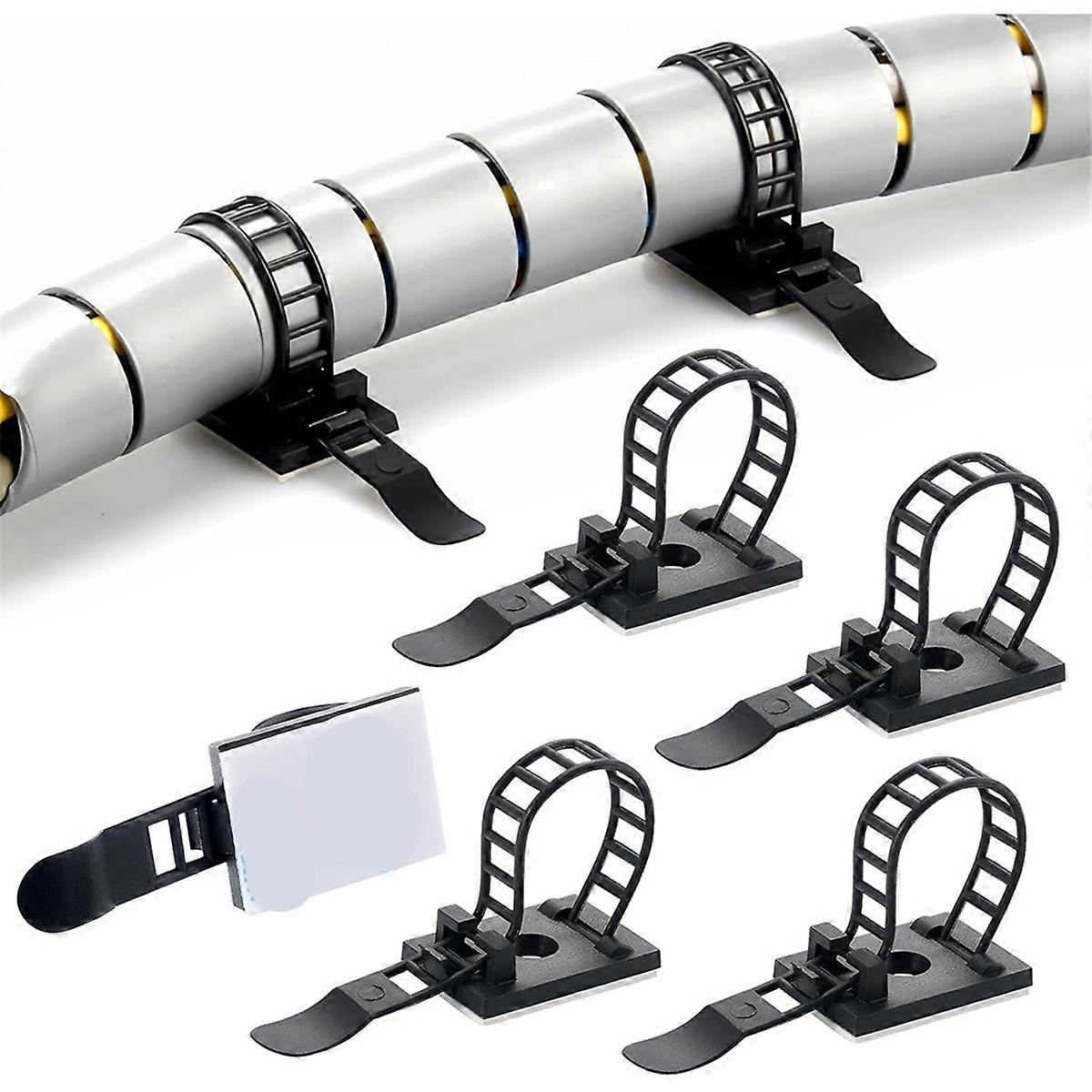 100PCS Adjustable Adhesive Cable Ties Cable Clips, Self-Adhesive Nylon , Adhesive Cable Management