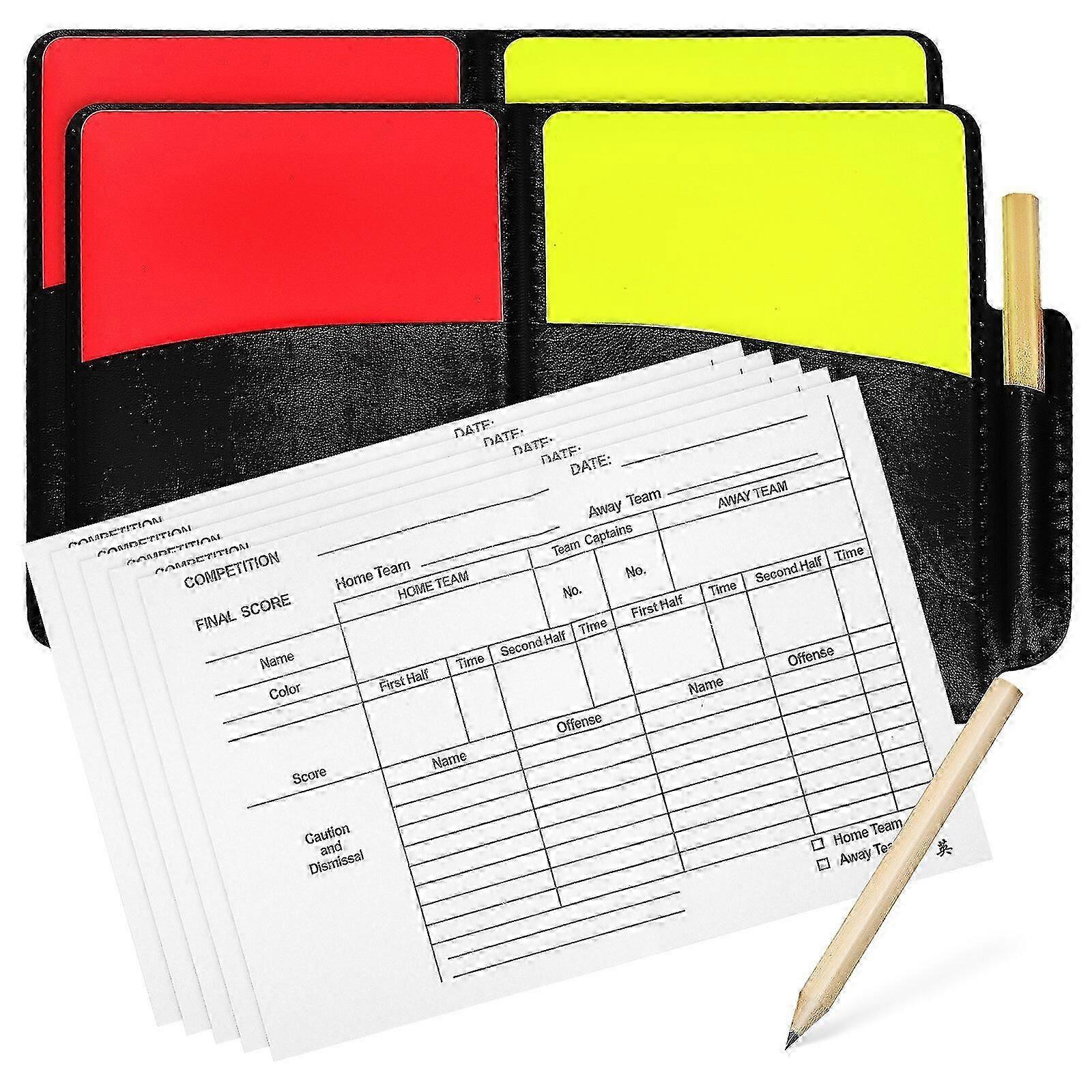2 Set Kit Arbitro Calcio Set di Carte Arbitro Referente Foglio Segnapunti Matita Referee Supplies-Yvan