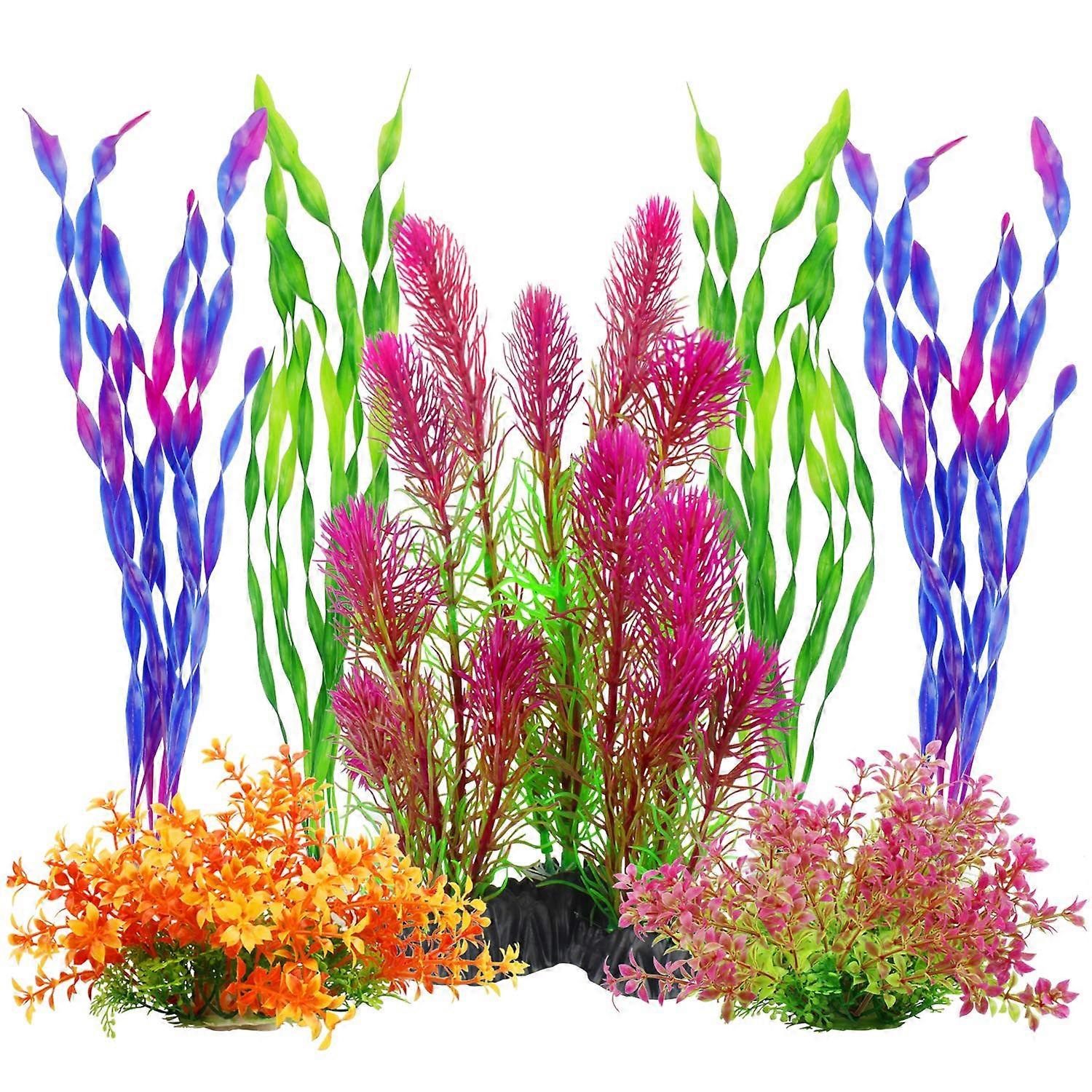 7 Pack Plastic Artificial Aquarium Plants for Aquarium Decorations