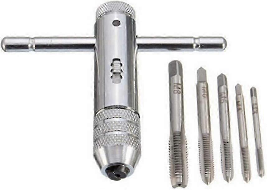 Kits T Bar Handle Ratchet Tap Holder Adjustable Tap Wrench with 5pcs M3-M8 3mm-8mm Metric Plug Machi
