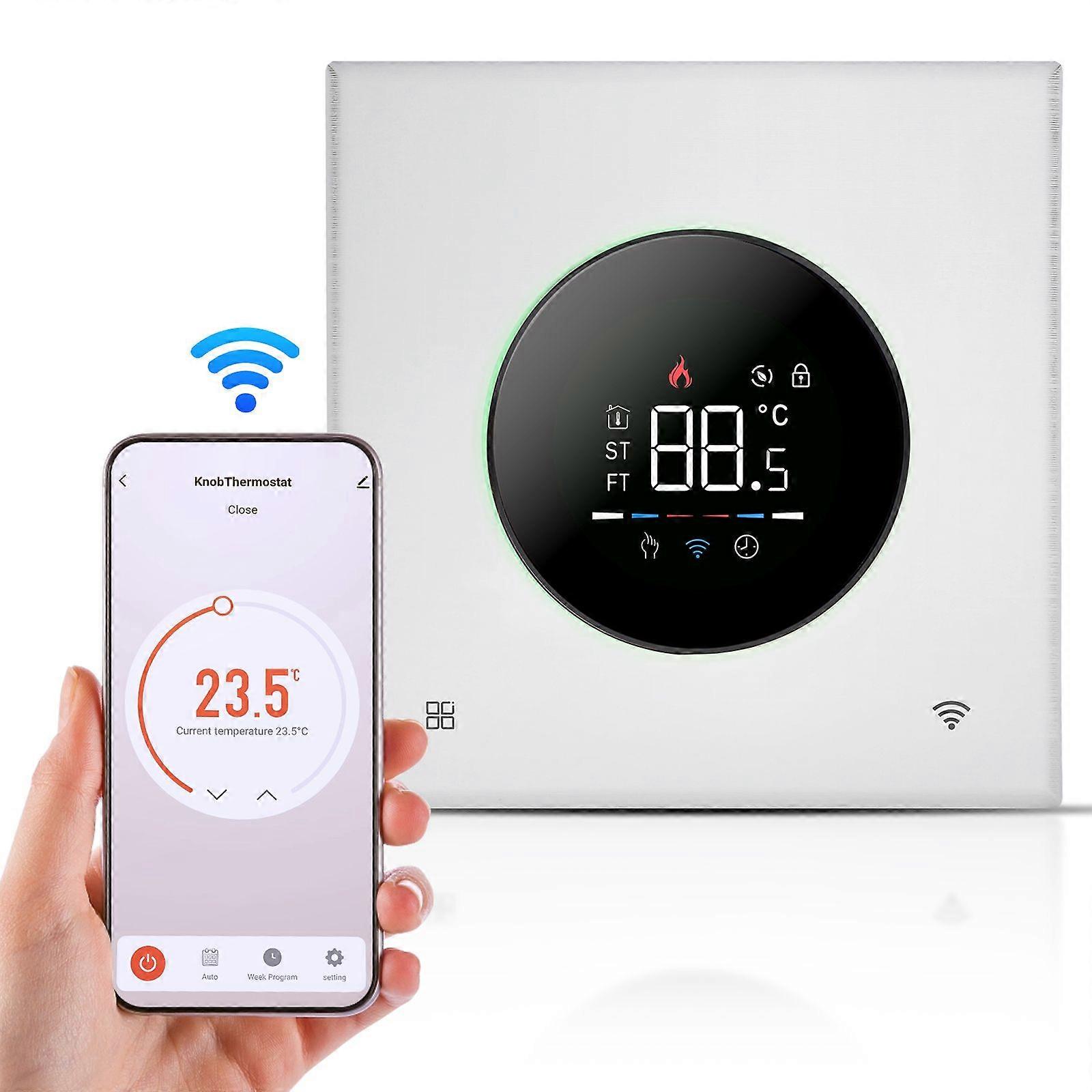 Smart Thermostat for House Water Electric Heating Water Gas Boiler WiFi AC Thermostat with APP/Voice Control VA Digital Touch Screen Colorful Light an
