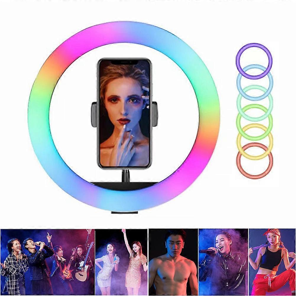 10Inch Ring Light RGB LED Dimming Video Studio Fill Light 3200‑6400K for Vlog Digital Camera