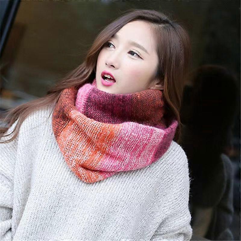 Femmes Coloré Cou Écharpe Hiver Tricoté Boucle Infini Écharpe Chaud Wrap Col Type 6