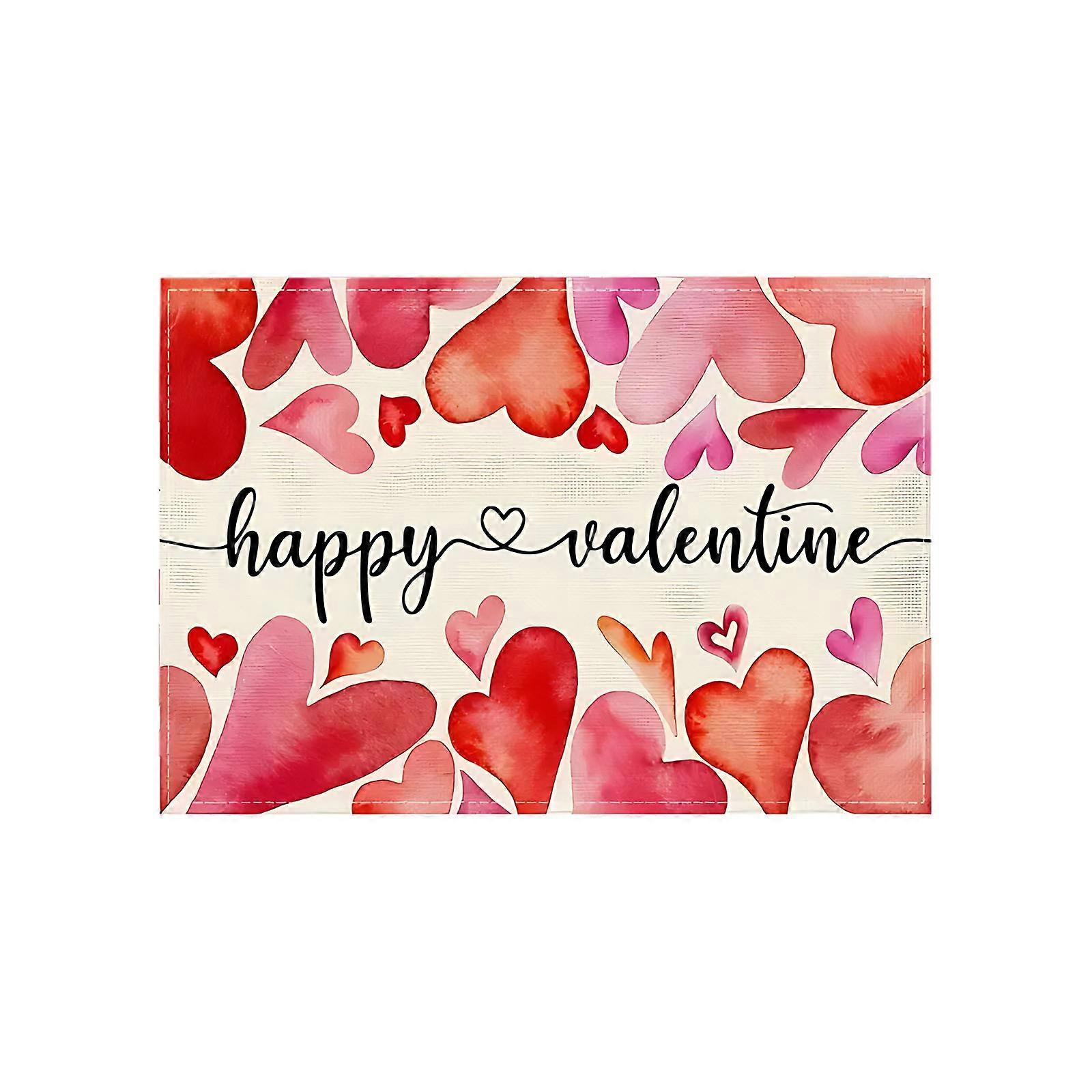 Valentine's Day Linen Placemat Love Table End Table Decorated With Heat-insulating Tablecloth Reusable