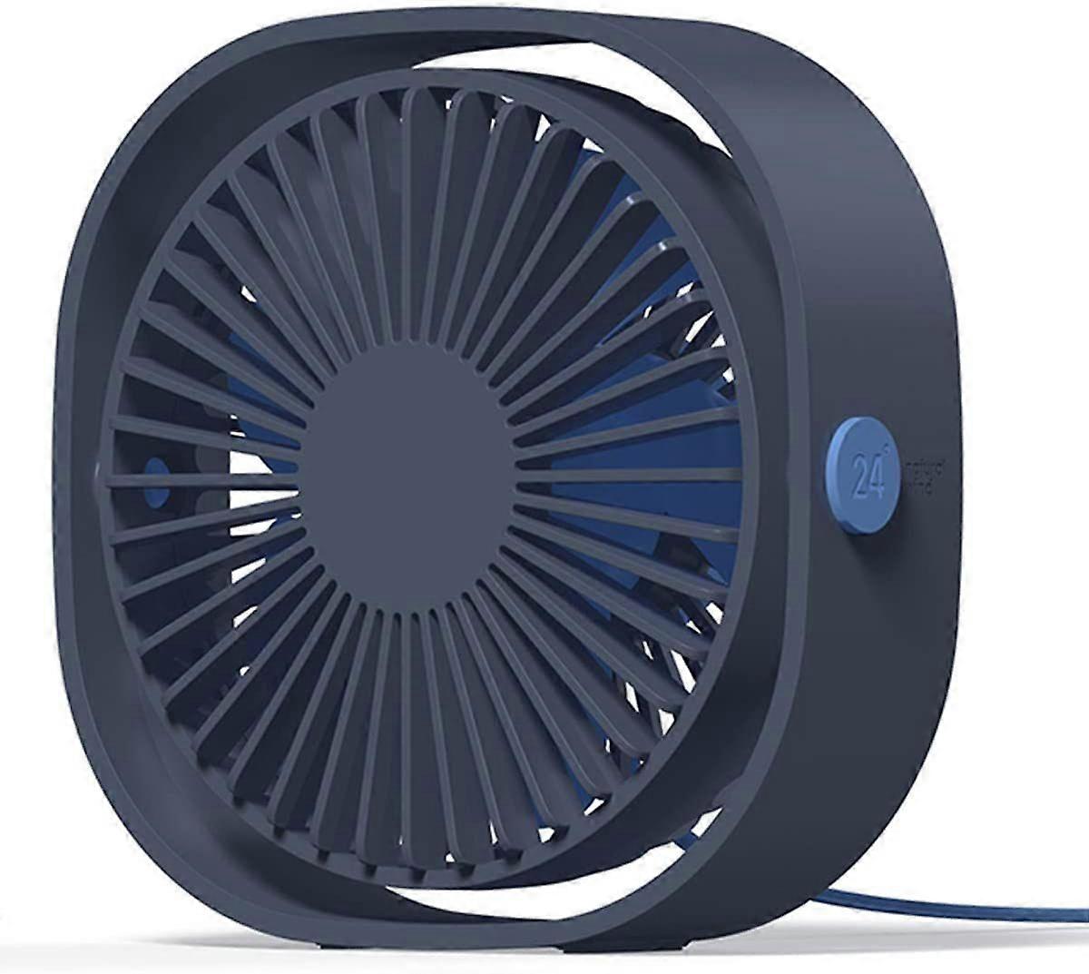 USB Desk Fan, 4 Inch Portable Ultra-Quiet Mini Fan, 360 Up and Down, Three-Speed Wind, Suitable for Office, Family (Blue)