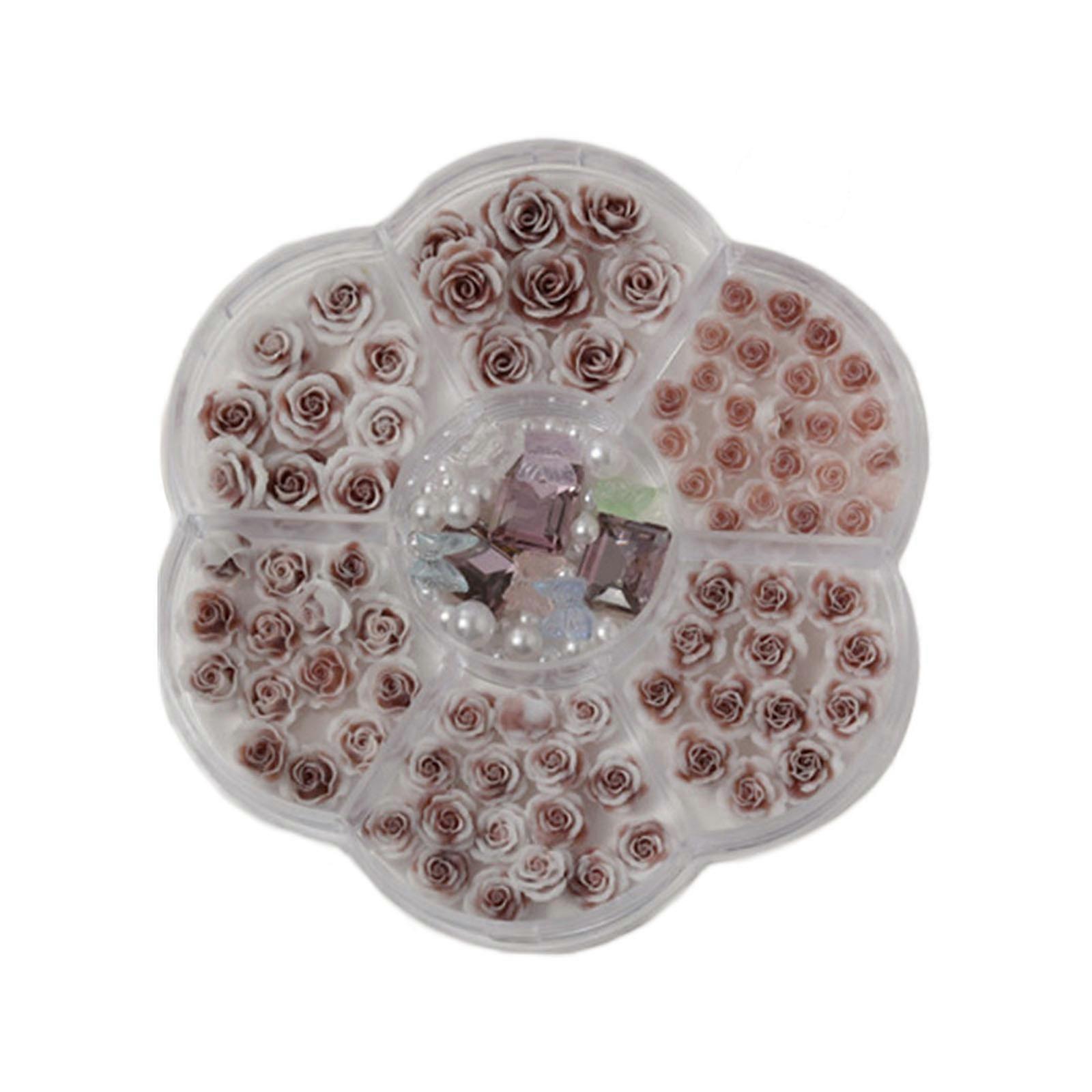 3D-blommor nagelberlocker nagelstrass pärlor pärlor rektangel nagelkristaller ädelstenar nagelkonstdekorationer för kvinnor