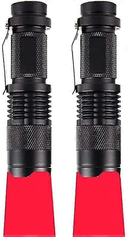 2 Pack Red Light Torch, Mini Red Flashlight Zoomable Signal Torches Waterproof