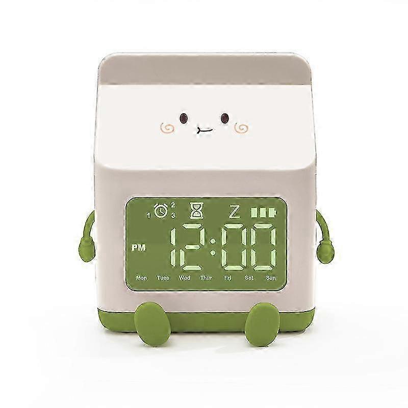 Cartoon Fun Milk Box LED Digital Display Countdown Alarm Clock