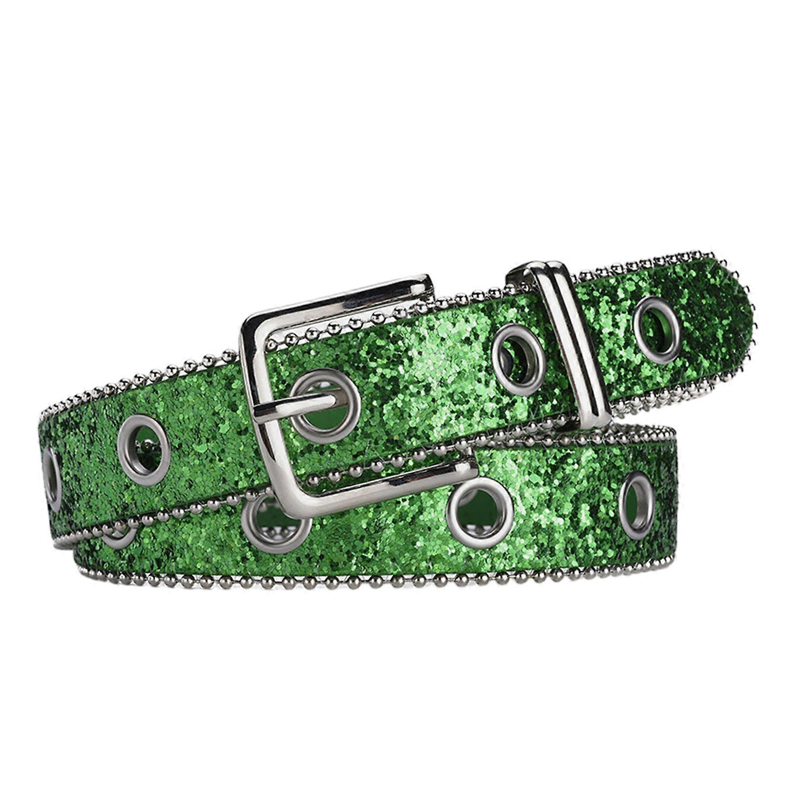 Shinning Adjustable Buckle Waist Belts for Jeans Adjustable Belt for Cowboy Cowgirl Teens Female Jeans Skirt Waistband  Green