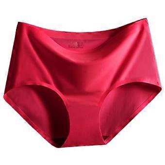 Ladies Ice Silk No Show Panties Ice Silk Seamless Underwear Briefs Solid Color Ultrathin Underpants Intimates Lingerie  White XL