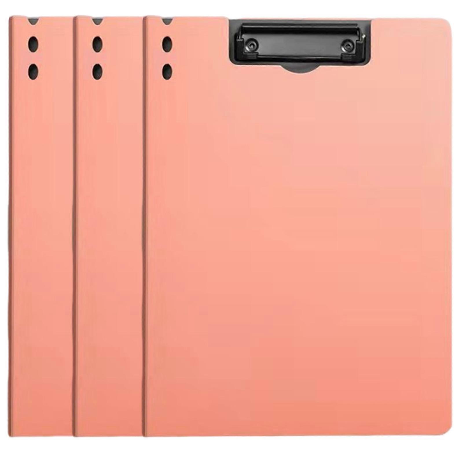 Letter Size Clipboard Folder with Double Clips Office File Organiser Binder Punchless with Spring Action Clamp  Pink