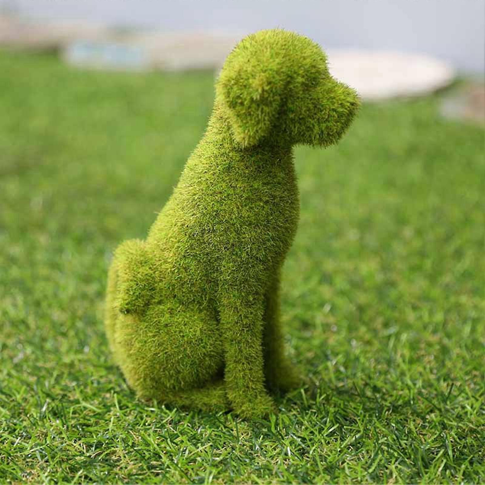 Flocked Animal Statue European Style Handcrafted Resin Simulation Moss Flocked Figurine for Garden
