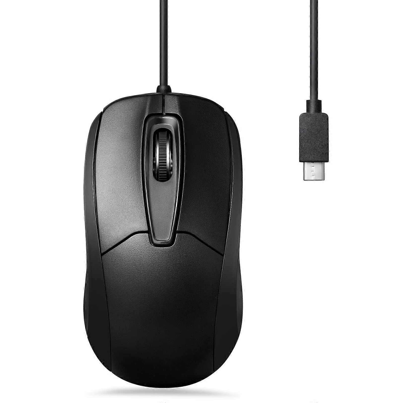 Wired Optical Mouse Black for Office and Gaming, Standard Size, Optical Sensor