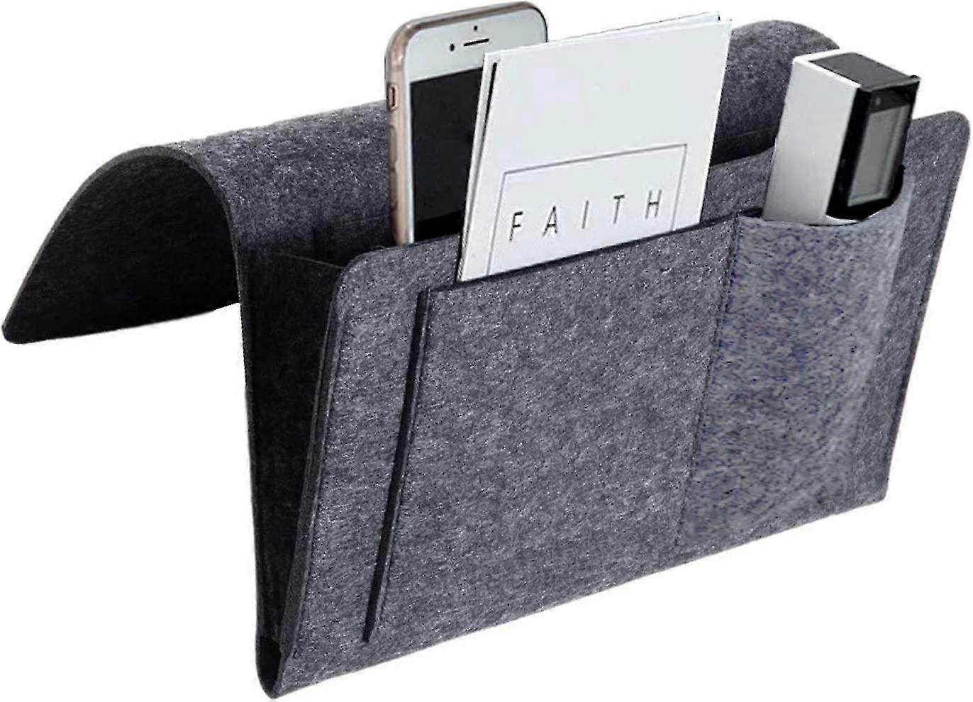 Durable Felt Bed Organizer Bag for Sofa & Armrest - Remote Control Holder with Large Capacity & Classic Design