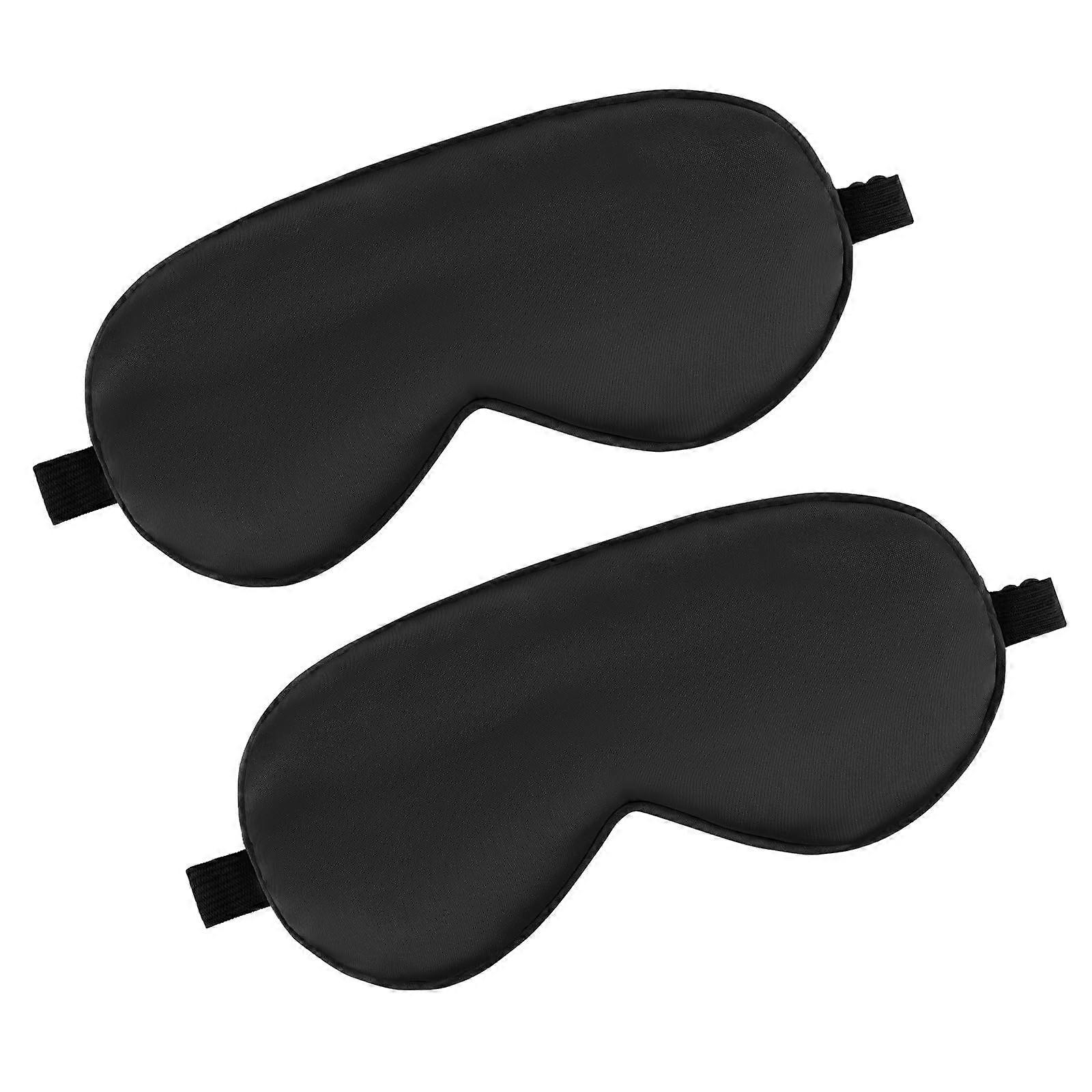 Silk Sleep Mask Set of 2 Adjustable Soft Satin Eye Cover with Elastic Strap for Nighttime Comfort Travel Meditation Black