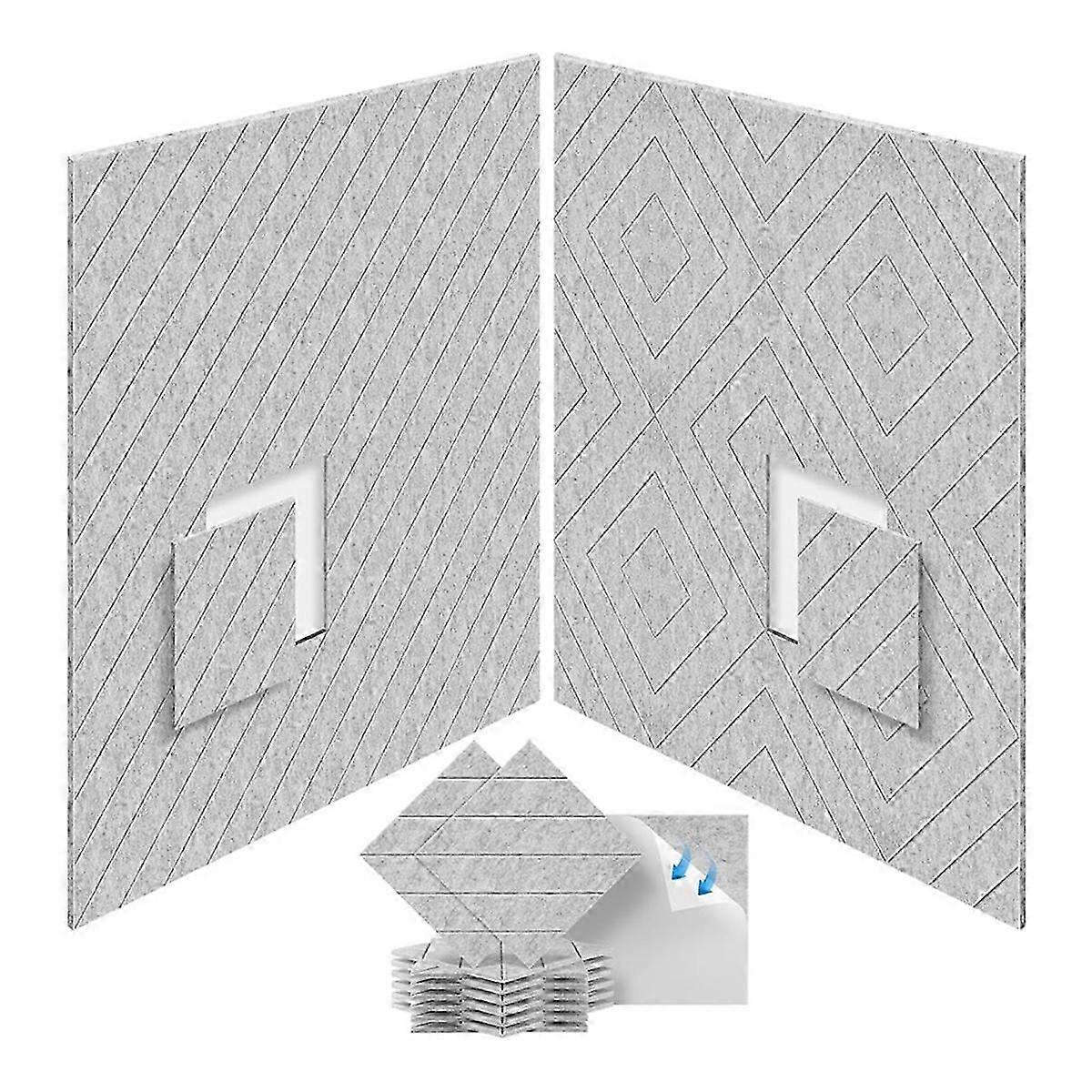 12 Pack SoundProof Foam Panels 12x12x0.4 inch, silver gray