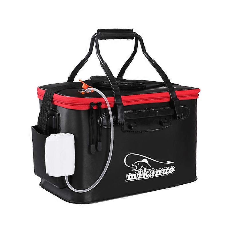 Thickened Multifunctional Folding Live Fish Box Fishing Bucket, Size:45 cm (with Handle and Side Pocket)(Black)