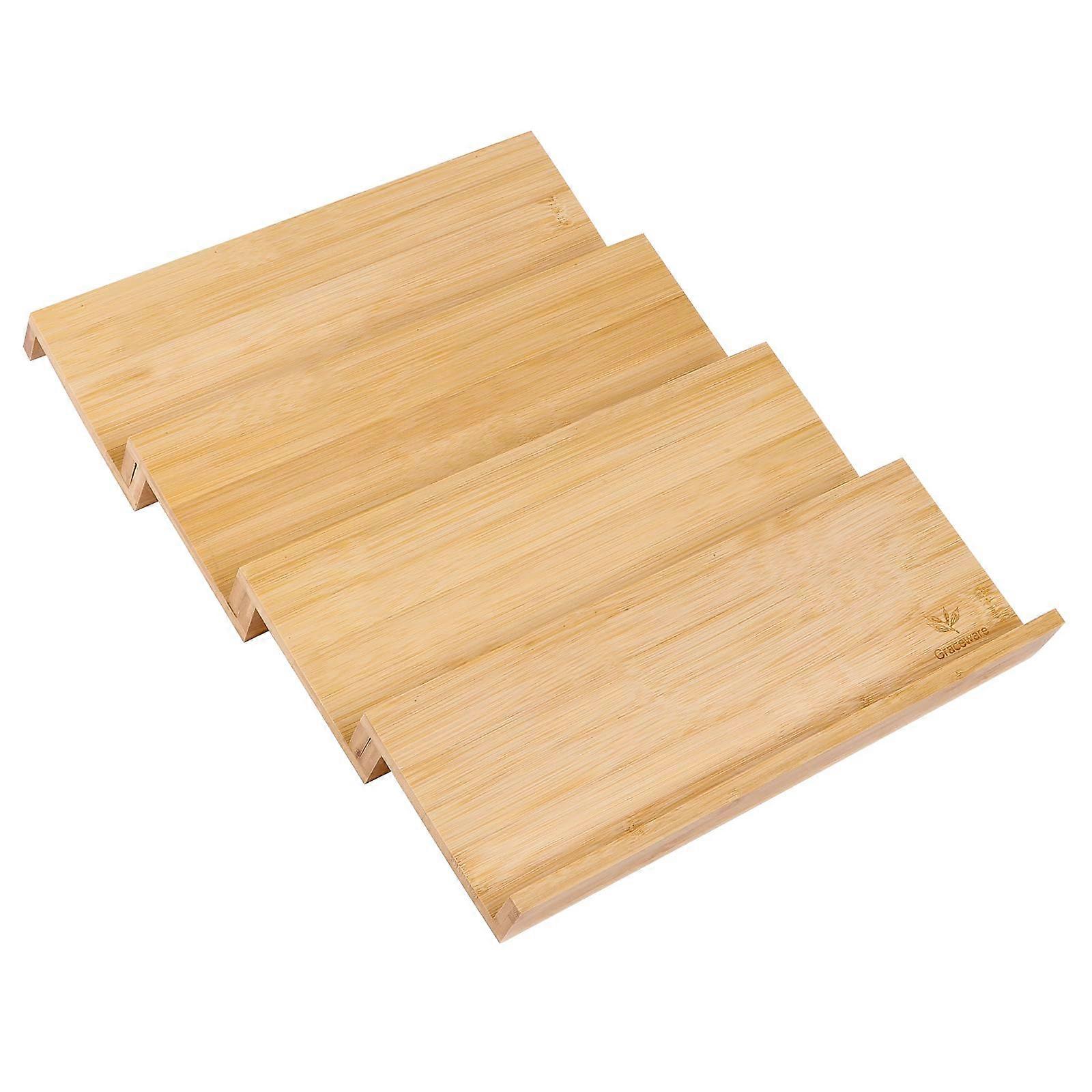 Bamboo Spice Drawer Organizer, 4-Tier Stackable Spice Rack for Cabinet Storage, 4.8" D x 13" W x 1.9" H Seasoning Organizer