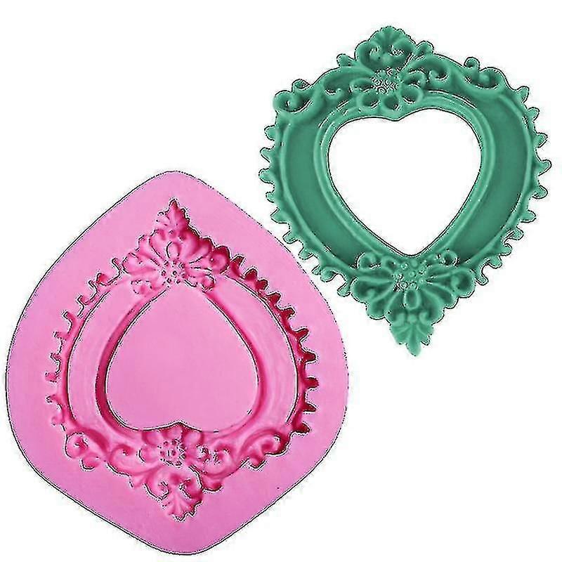 Retro Heart Shaped Mirror Frame Silicone Mold