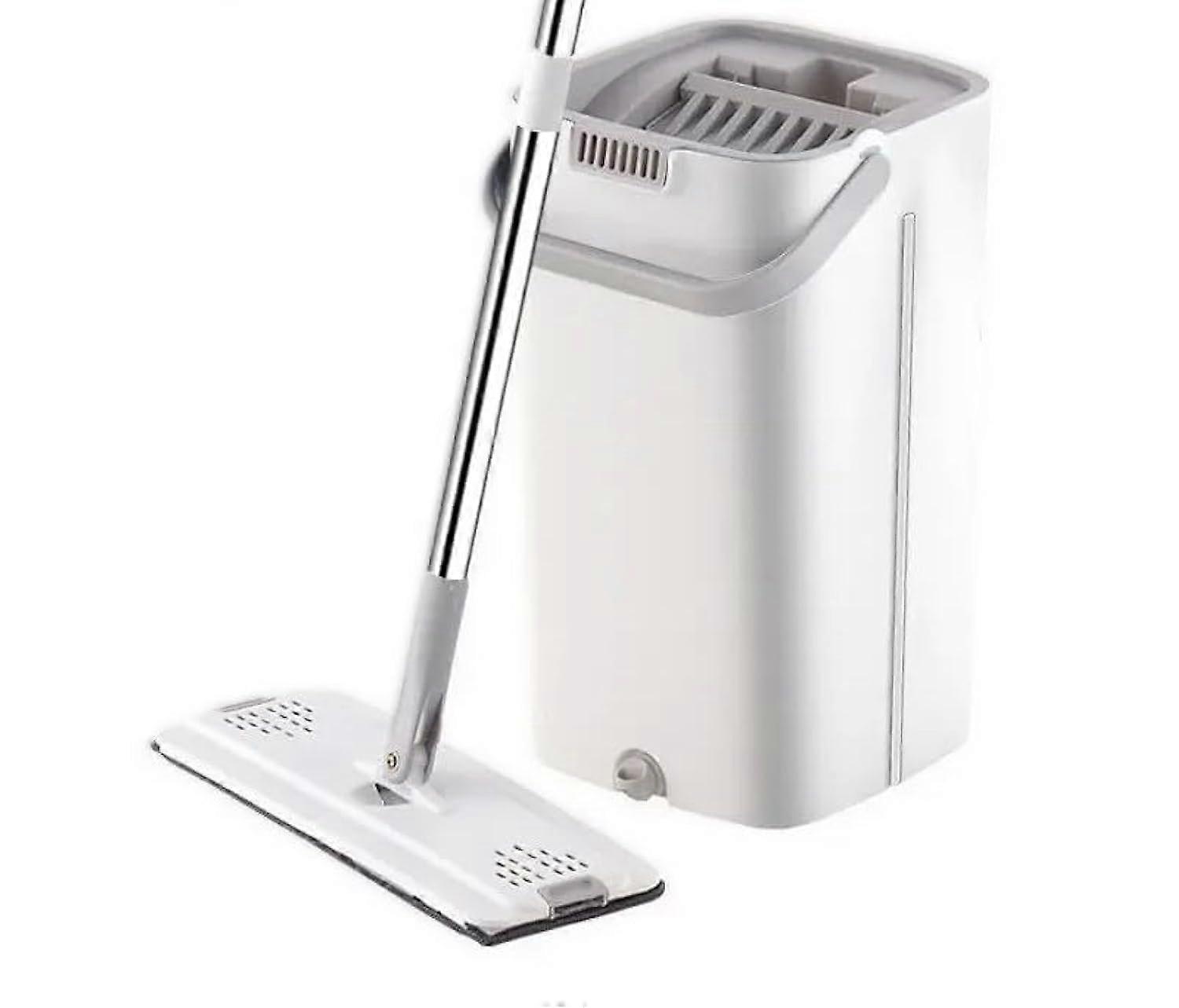 Scratch Clean Flat Mop with Double Bucket for Dirty Water Separation, Lightweight Design, Gray Color for Home Floor Care