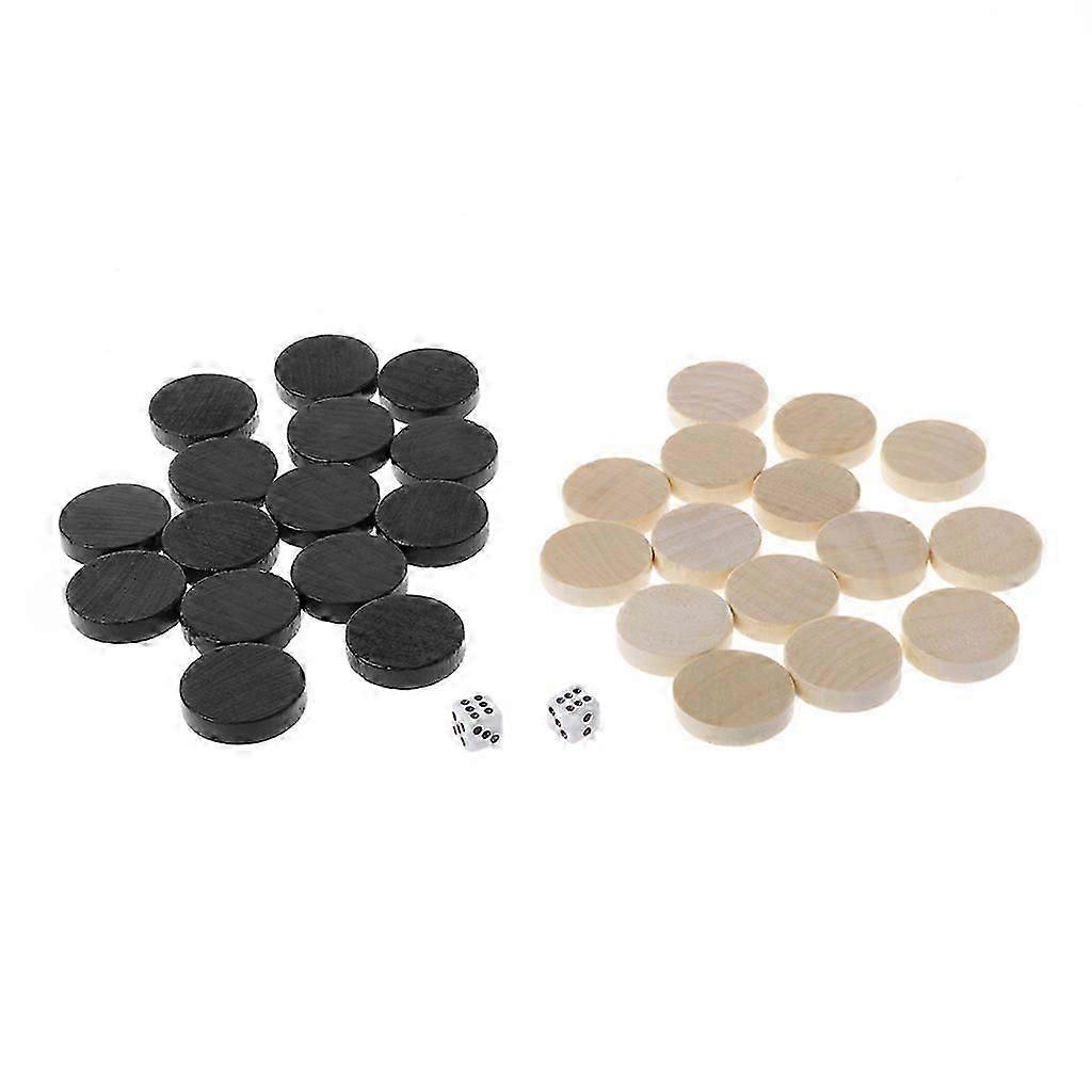 30pcs Wooden Draughts Backgammon Chess Pieces for Draughts & Checkers