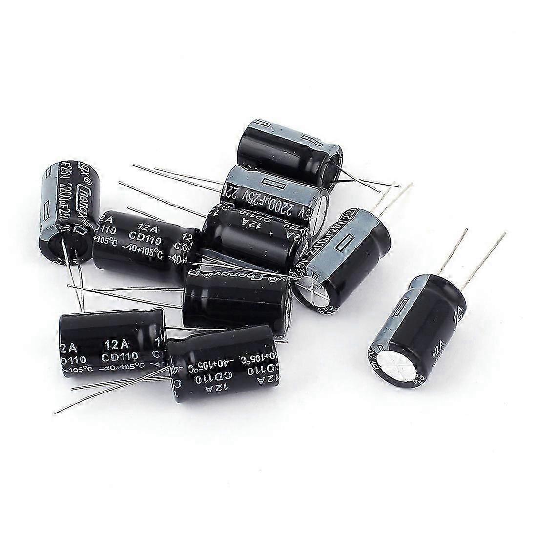 10Pcs 25V 2200UF Through Hole Aluminium Electrolytic Capacitor 13x20mm