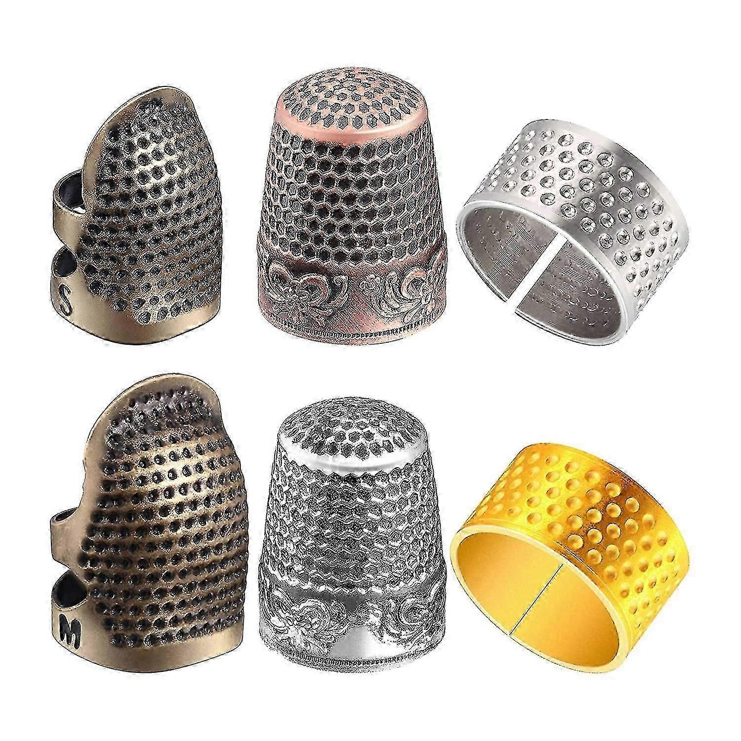 6 Pieces Sewing Thimble Finger Protector,adjustable Metal Finger Shield Protector For Sewing Embroid