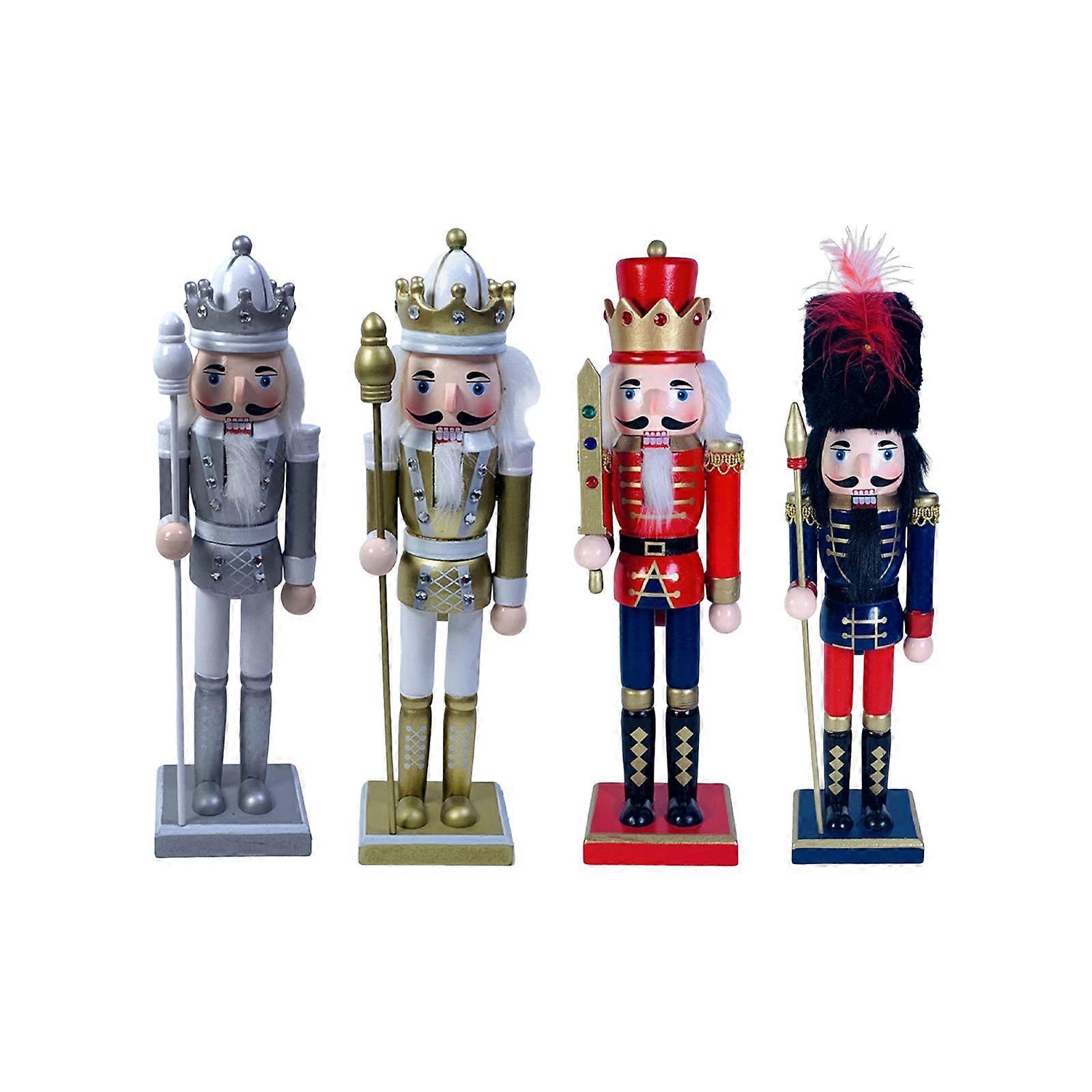 Festive Nutcracker Soldier Figurine Set for Bookshelves - 4 Pieces
