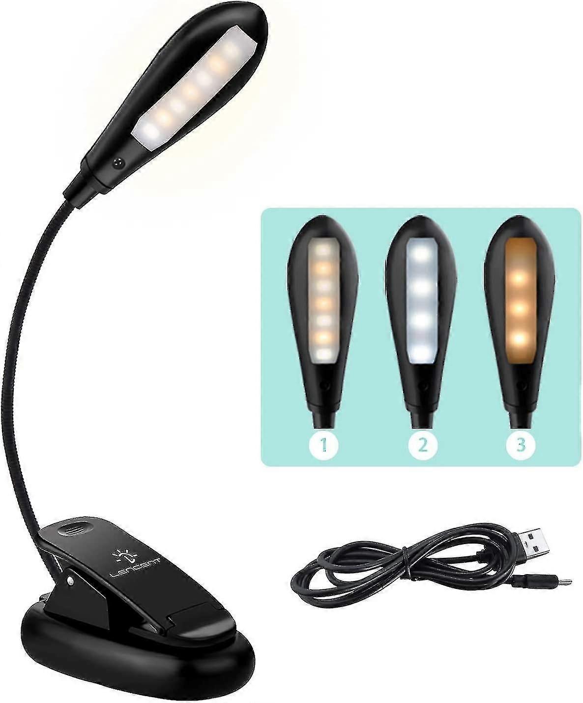 Rechargeable Book Reading Light, 9 Brightness Modes, 7 Led Reading Lights, Flexible And Portable Pinza Clip Light For Ereader, Night, Travel, Work