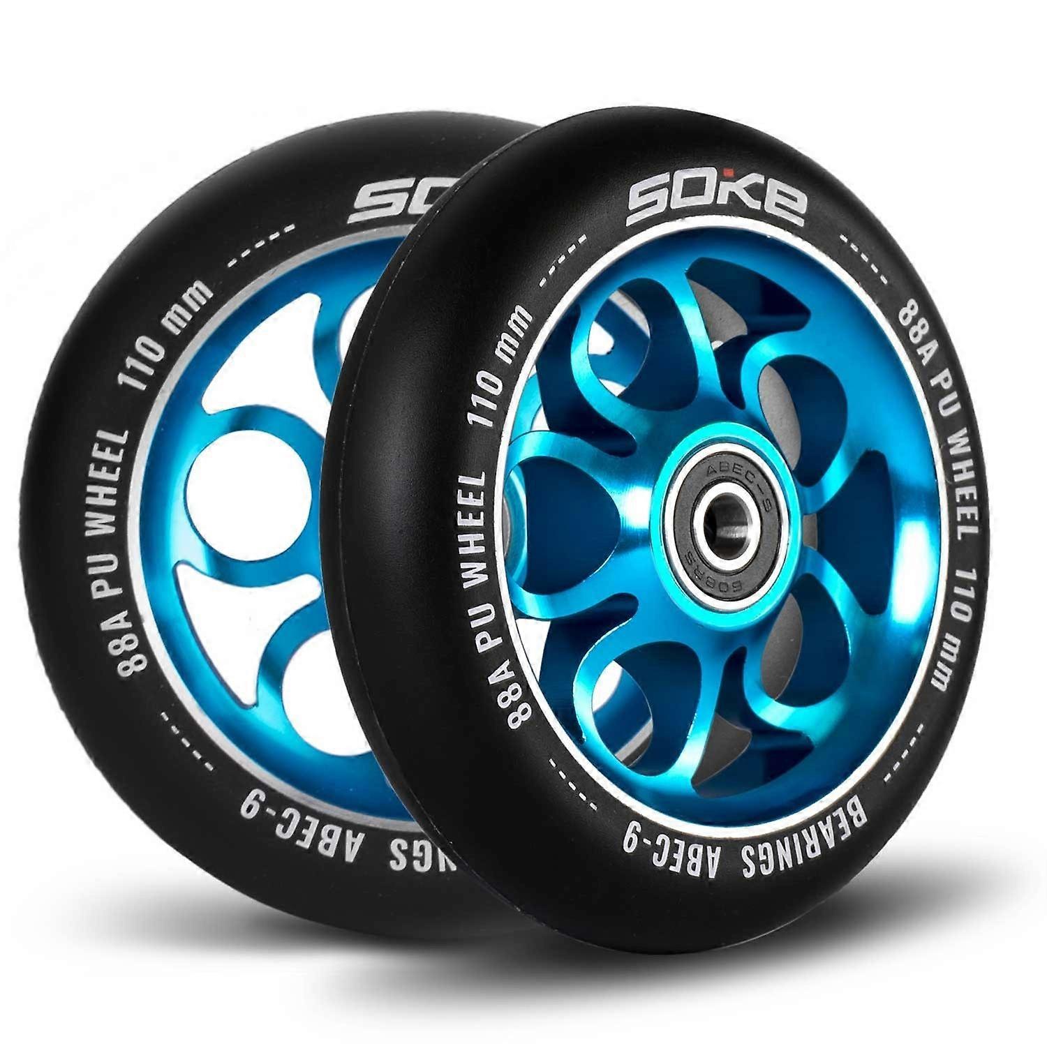 Blue 110 mm scooter wheels, 2-pack