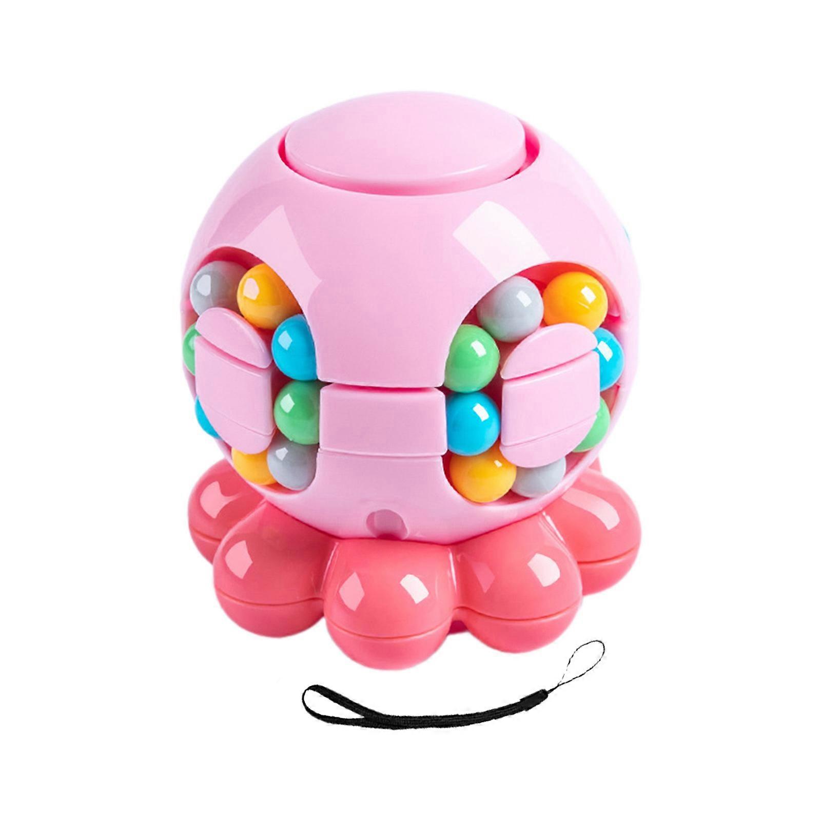 Rotating Magic Bean Cube Spinner Fidgets Toy,Stress Relief Fidgets Puzzles Anxiety Relief Learning & Education Toy Gift Pink