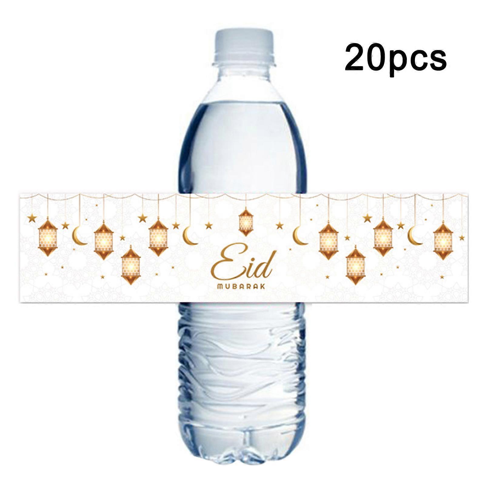 20pcs Eid Mubarak Bottle Wrapper Paper Sticker Ramadan Kareem Event Party Supply