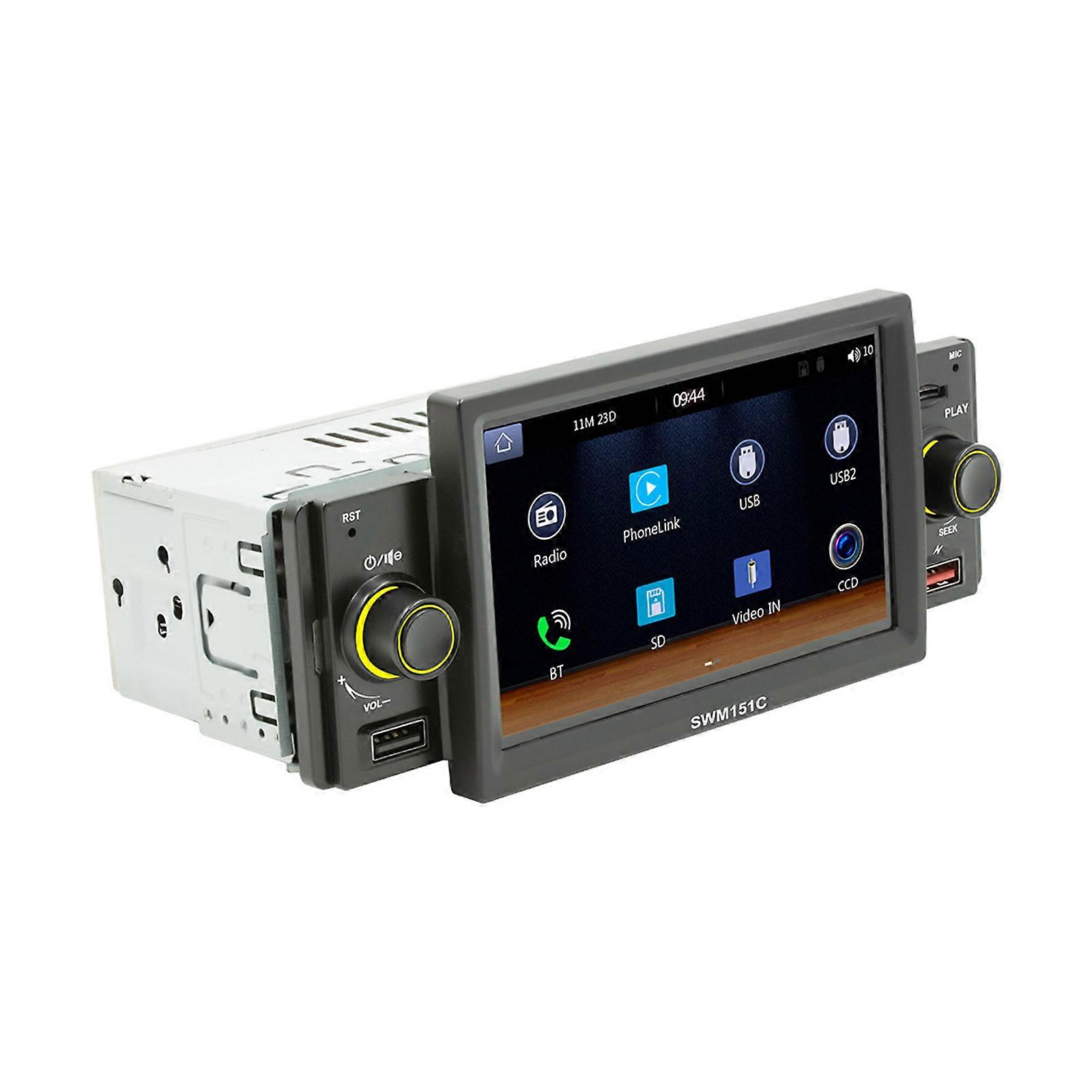 LCD Single DIN Car Stereo Receiver | Bluetooth-compatible Hands Free Calling & Music Streaming | AM/FM Radio
