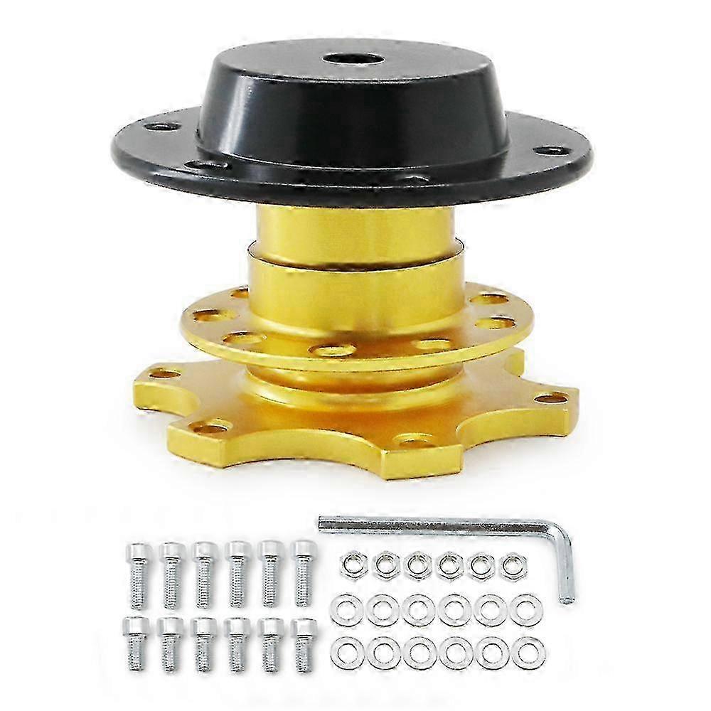 Universal 6-Hole Steering Wheel Quick Release Hub Adapter - Gold