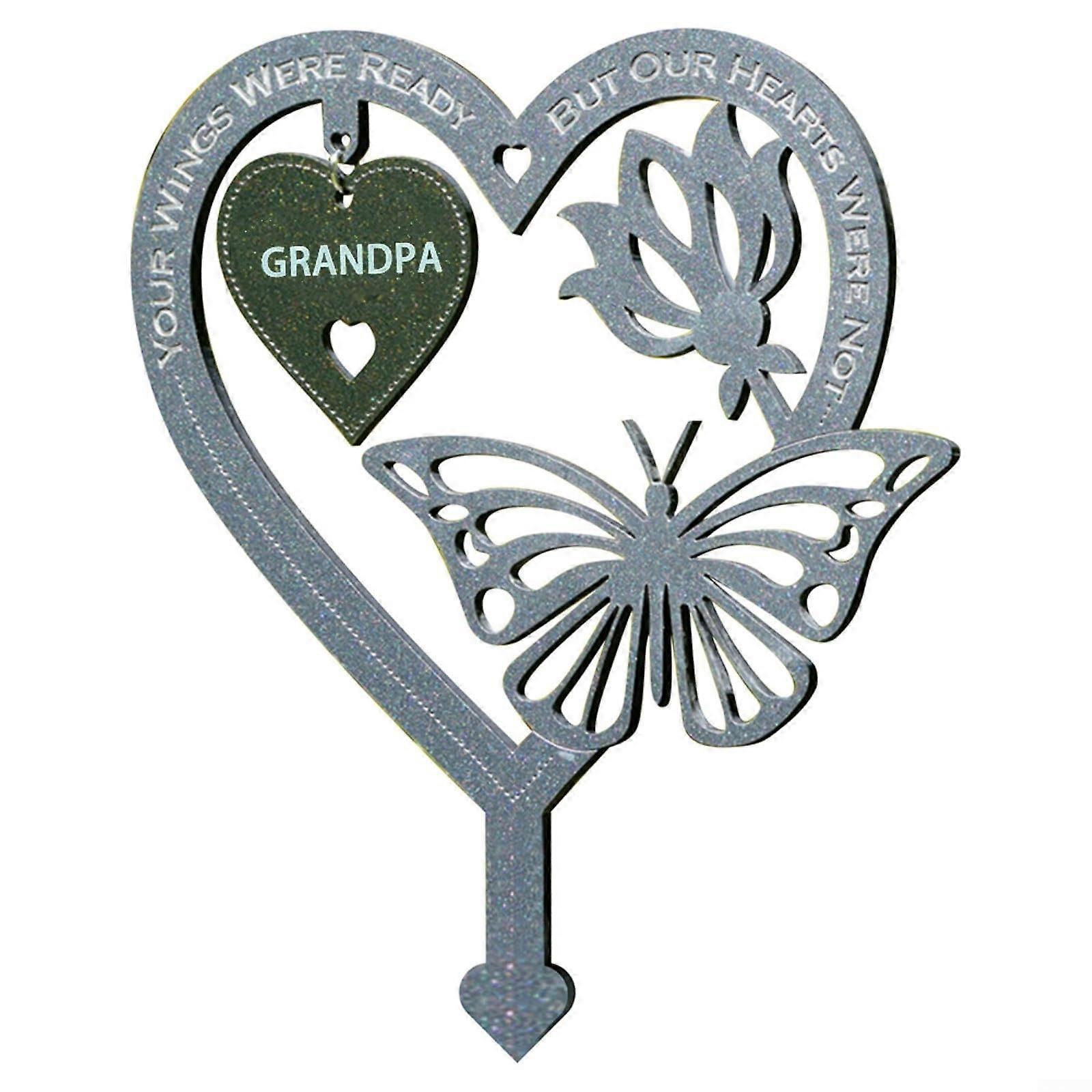 Memorial plaque for Mama, garden stakes, heartshaped with butterfly and flower