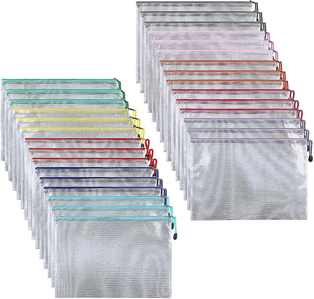 30 Pcs A6 Document Pouch / File Bag Plastic Pvc Mesh Zip Filing Cabinet Folder