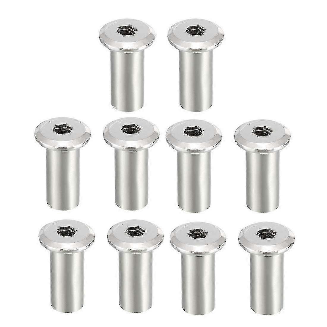 M8x20mm Hex Socket Head Insert Nut Screw Post Sleeve Nut for Furniture 10pcssilver SZRH