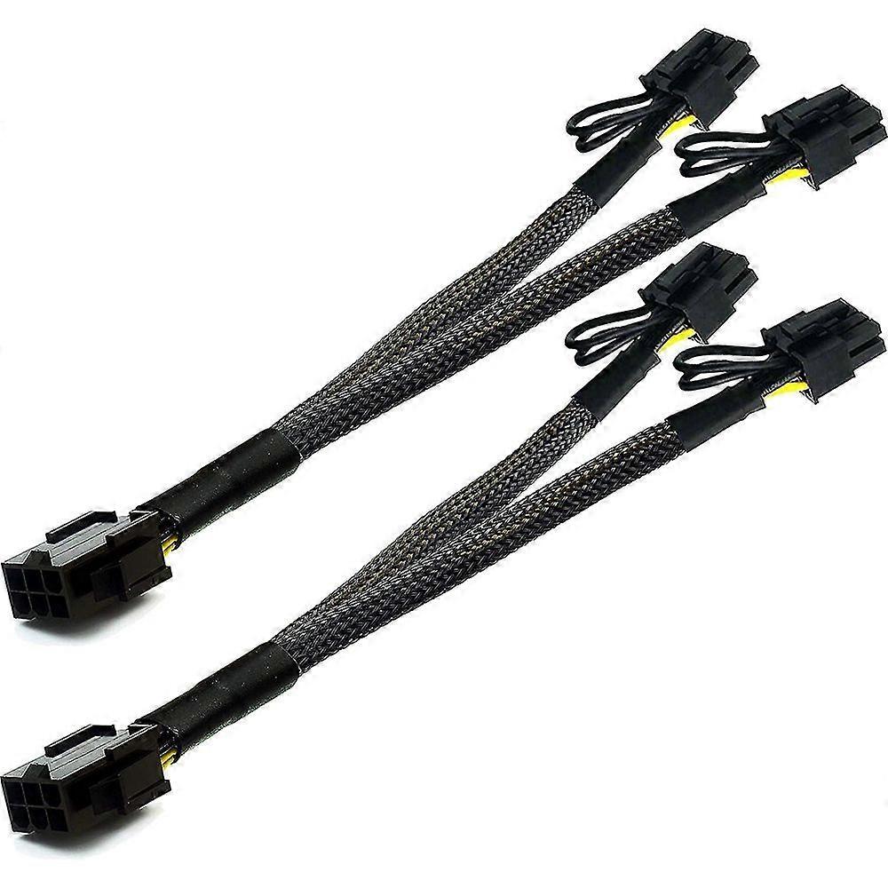 2 Pack PCI-E 6 Pin to Dual 8 Pin Adapter Cable for Graphics Cards - 25cm Sleeved Power Extension