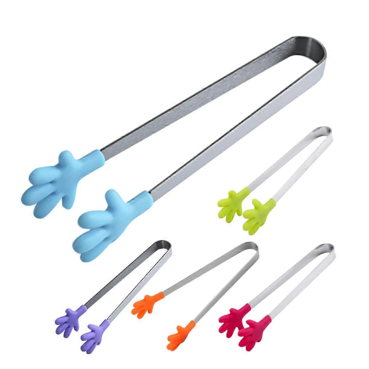 Palm Silicone Clip Pack of 5 - Mini Food Tongs, Children's Snack Gripper, Multi-Purpose Toast and Muffin Tongs
