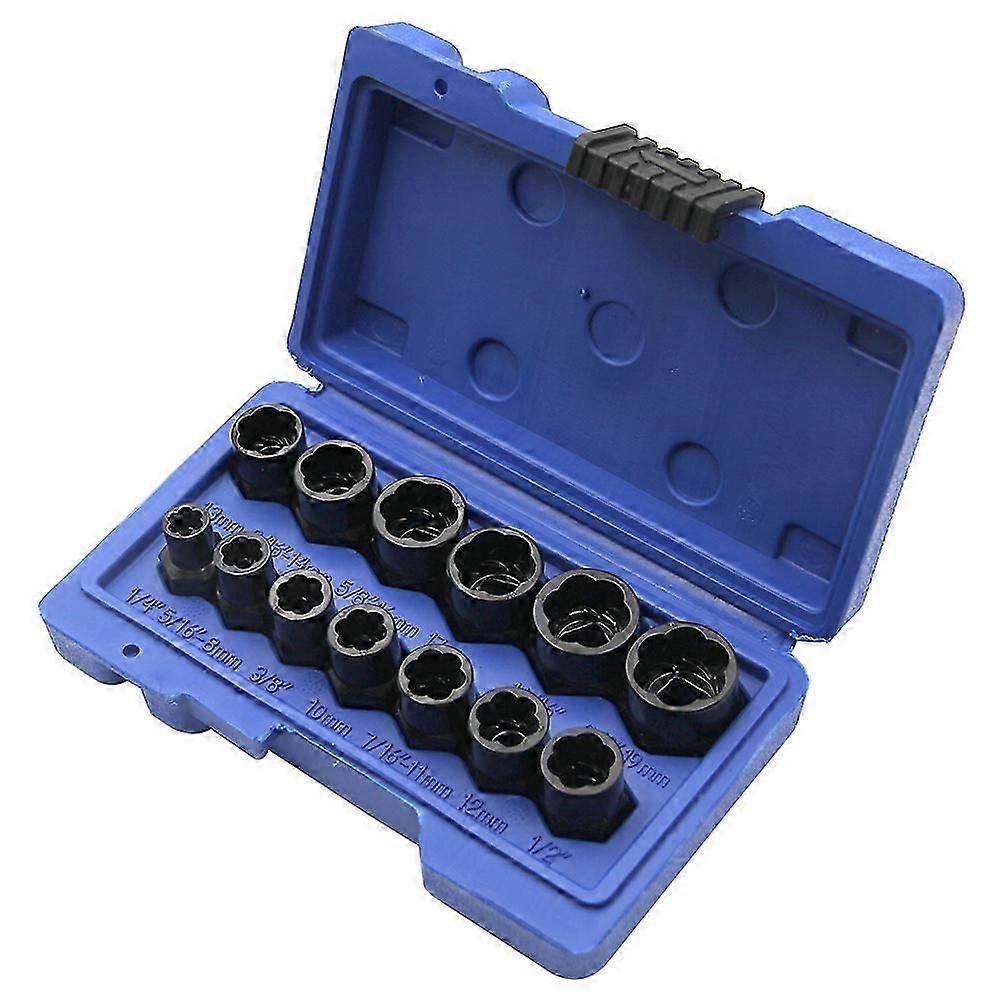 13PCS Impact Bolt & Nut Remover Set Bolt Extractor Removal Tool Set with Storage Box