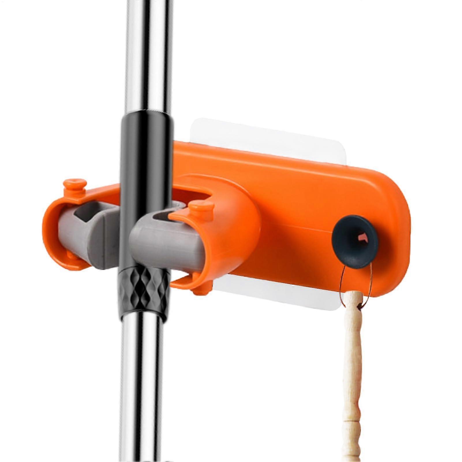Wall Bracket for Brooms and Mops, Non-Slip Utility Hook for Wall Mounting, Orange, Robust, Practical, Space-Saving