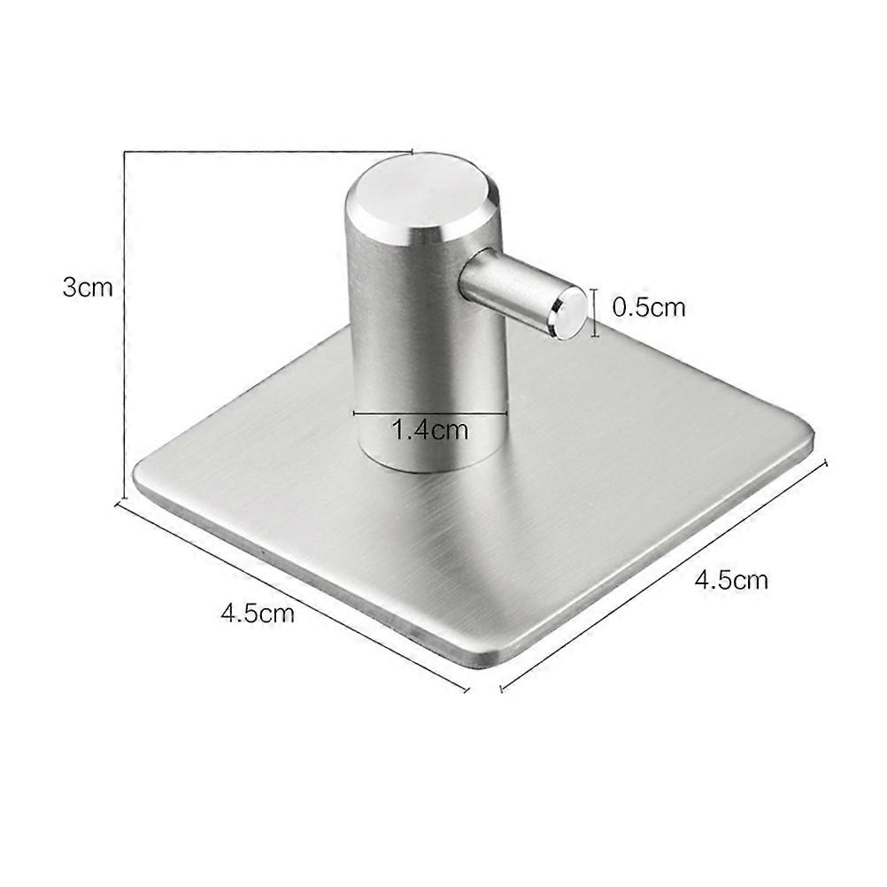 Waterproof Stainless Steel Hooks Self-Adhesive Robe Hooks For Wall Hanging Bags Silver 4.5 x 4.5 x 3 Cm 1Pack