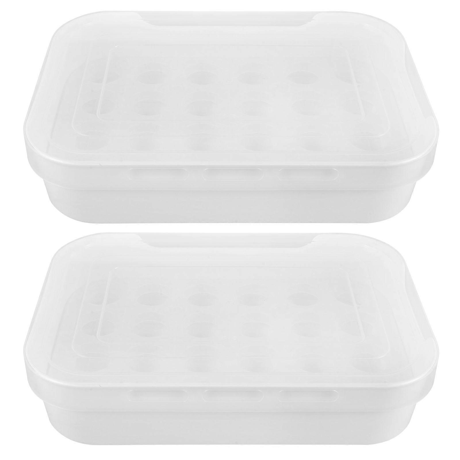 White Chicken Egg Container for Storage 2Pcs Stackable Egg Holder