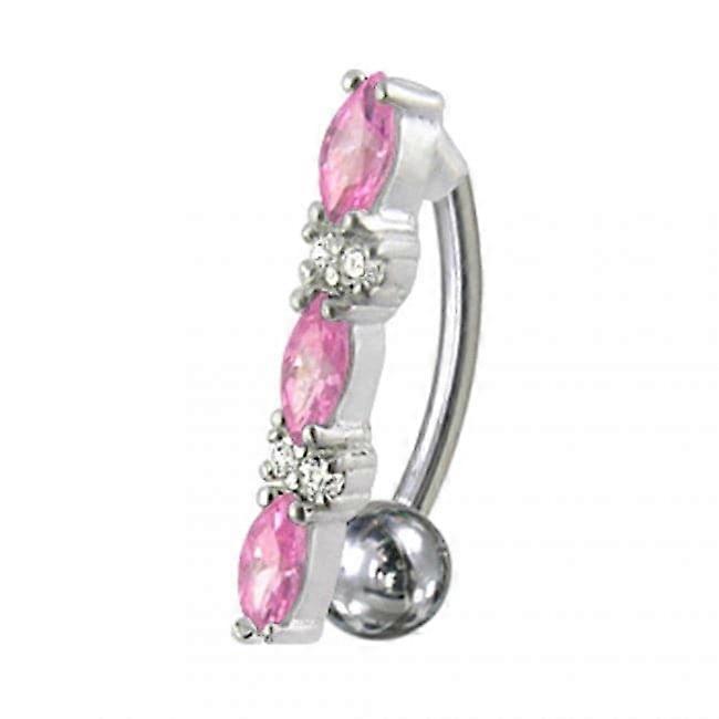 Fancy Jewelled Non-moving Reverse Silver & Titanum Belly Ring