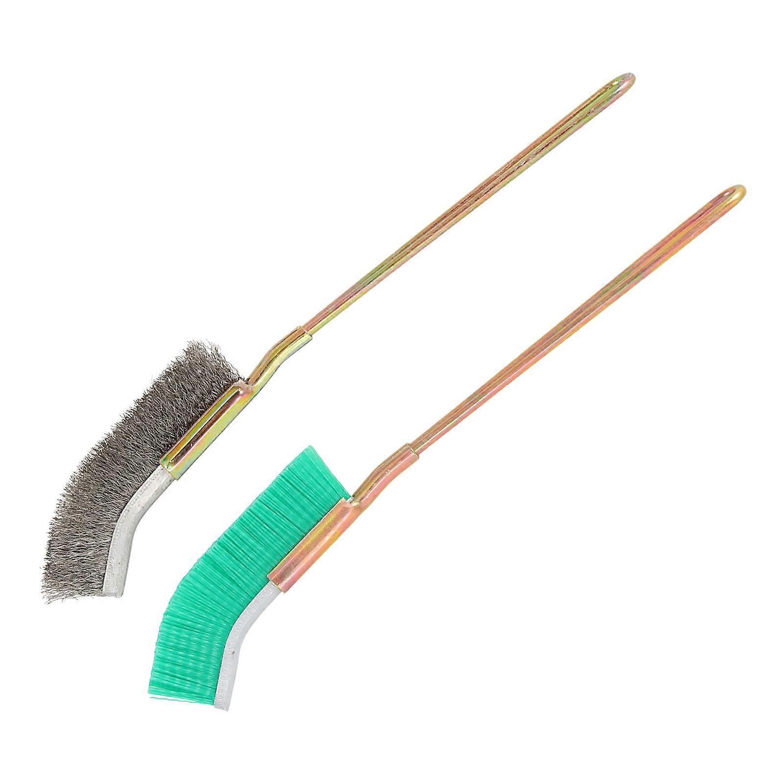 Aquarium Glass Scrubber Fish Tank Tools Steel Wire Cleaning Brush Long Handle 2Pcs