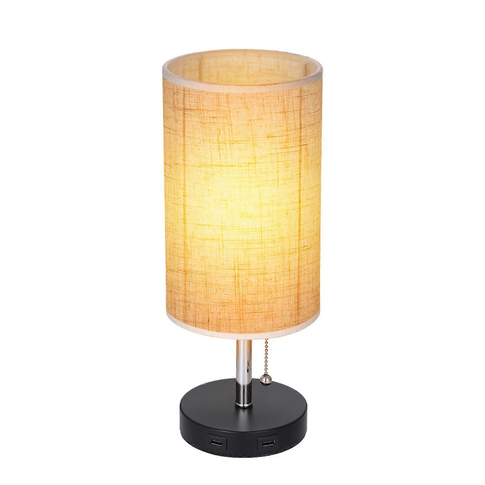Bedside table lamp with pull switch and 2 USB charging ports