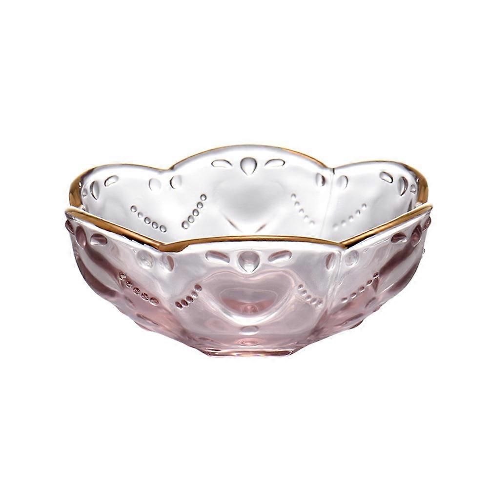Serving Bowl Glass Tableware Fruit Salad Purple Heart 1Set