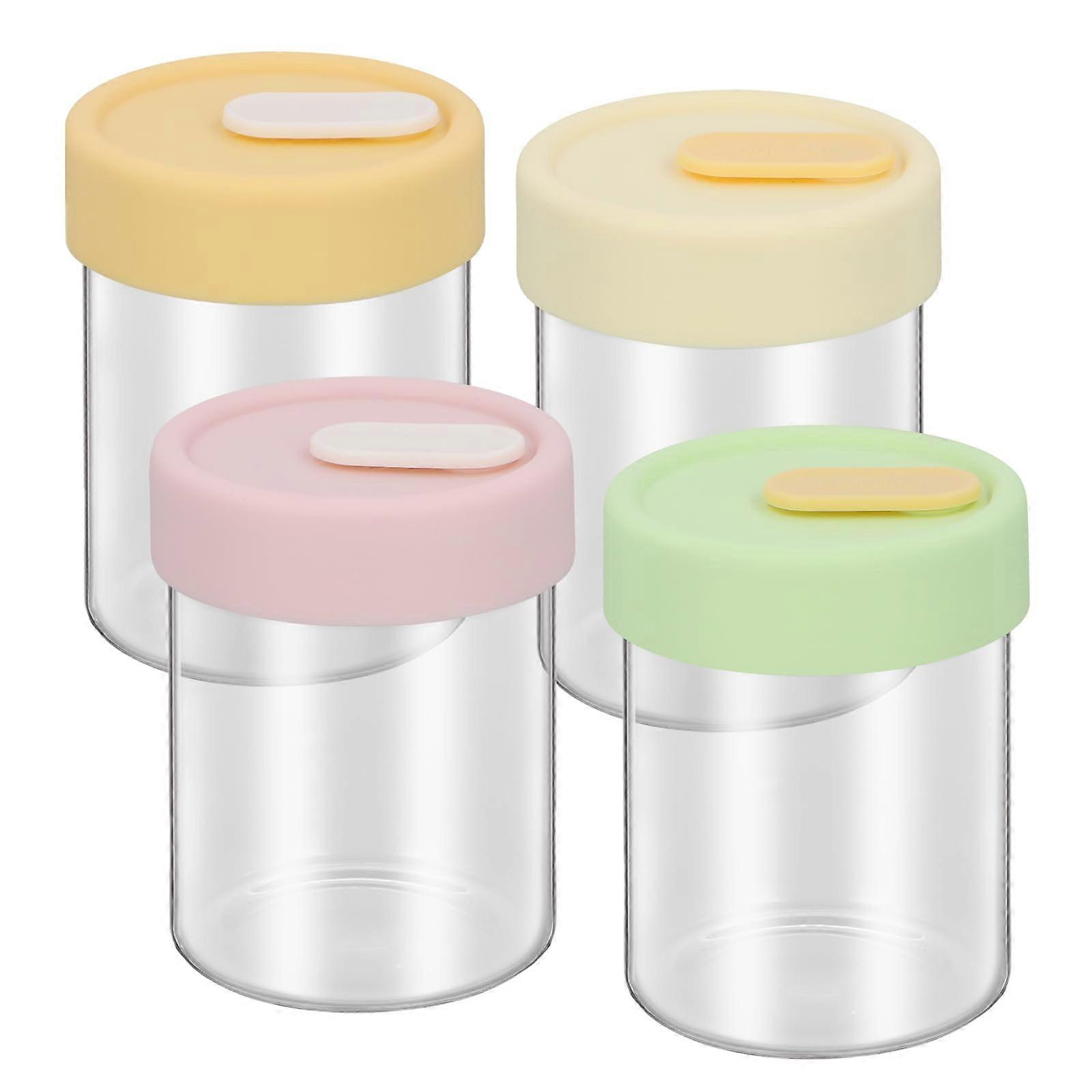 Preserving Jars Set Of 4 - 400 mL Borosilicate Glass With Silicone Lids, BPA-Free, Microwave Safe, Dishwasher Safe