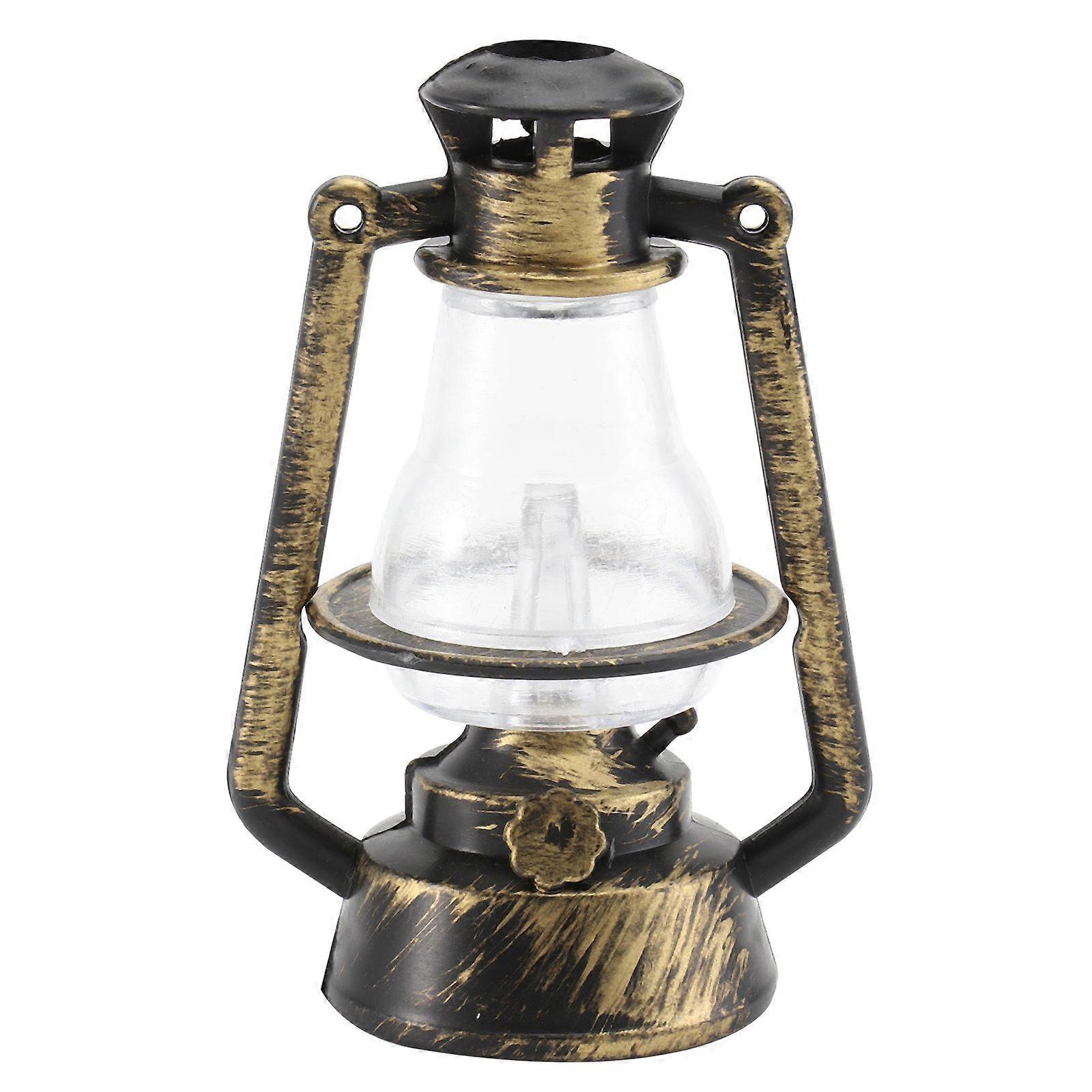 1pc Luminescent Kerosene Lamp Decor Miniature Lamp Ornament Photo Prop (Brown)